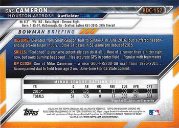 2016 Bowman Draft - Chrome #BDC-152 Daz Cameron Back