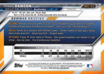 2016 Bowman Draft - Chrome Refractor #BDC-53 Ronnie Dawson Back