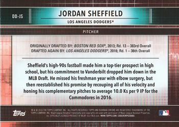 2016 Bowman Draft - Draft Dividends #DD-JS Jordan Sheffield Back