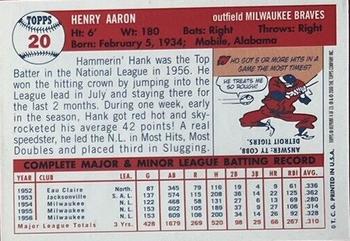 2000 Topps - Hank Aaron Chrome #4 Hank Aaron Back