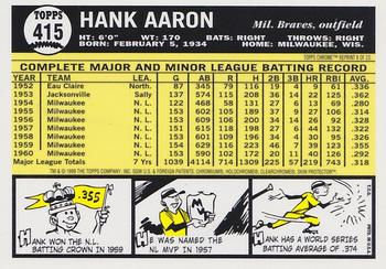 2000 Topps - Hank Aaron Chrome #8 Hank Aaron Back