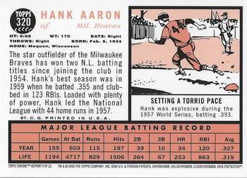 2000 Topps - Hank Aaron Chrome #9 Hank Aaron Back