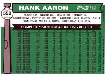2000 Topps - Hank Aaron Chrome #23 Hank Aaron Back