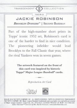 2016 Topps Transcendent Collection - Anniversary Sketch Reproductions #TSCR-2 Jackie Robinson Back