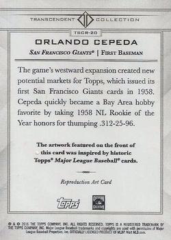 2016 Topps Transcendent Collection - Anniversary Sketch Reproductions #TSCR-20 Orlando Cepeda Back