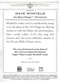 2016 Topps Transcendent Collection - Anniversary Sketch Reproductions #TSCR-33 Dave Winfield Back