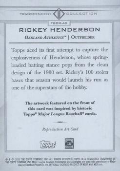 2016 Topps Transcendent Collection - Anniversary Sketch Reproductions #TSCR-40 Rickey Henderson Back