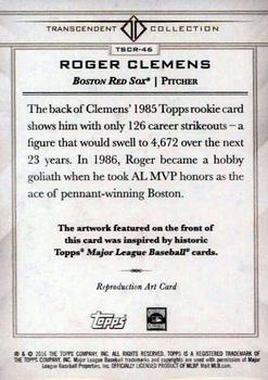 2016 Topps Transcendent Collection - Anniversary Sketch Reproductions #TSCR-46 Roger Clemens Back