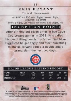 2017 Topps Inception #38 Kris Bryant Back