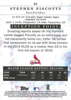 2017 Topps Inception #85 Stephen Piscotty Back