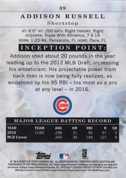 2017 Topps Inception #89 Addison Russell Back