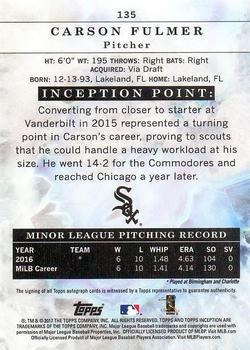 2017 Topps Inception #135 Carson Fulmer Back