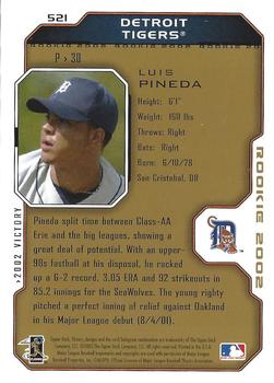 2002 Upper Deck Victory - Gold #521 Luis Pineda Back