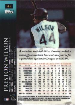2000 Topps HD #61 Preston Wilson Back