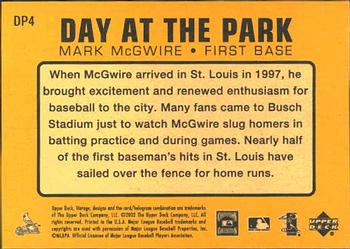 2002 Upper Deck Vintage - Day At The Park #DP4 Mark McGwire Back