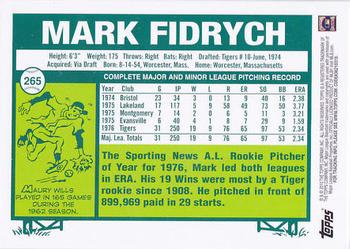 2010 Topps Update - The Cards Your Mom Threw Out (Original Back) #265 Mark Fidrych Back