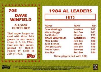 2010 Topps Update - The Cards Your Mom Threw Out (Original Back) #705 Dave Winfield Back