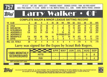2010 Topps Update - The Cards Your Mom Threw Out (Original Back) #757 Larry Walker Back