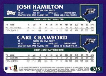 2010 Topps Update - The Cards Your Mom Threw Out (Original Back) #325 Josh Hamilton / Carl Crawford Back