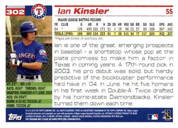 2010 Topps Update - The Cards Your Mom Threw Out (Original Back) #302 Ian Kinsler Back