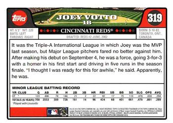 2010 Topps Update - The Cards Your Mom Threw Out (Original Back) #319 Joey Votto Back