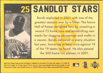 2002 Upper Deck Vintage - Sandlot Stars #SS10 Barry Bonds Back