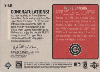 2002 Upper Deck Vintage - Special Collection Game Jersey #S-AD Andre Dawson Back