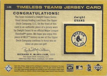 2002 Upper Deck Vintage - Timeless Teams Game Jersey #J-DE Dwight Evans Back