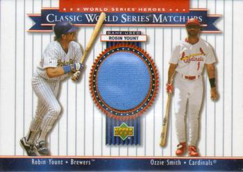 2002 Upper Deck World Series Heroes - Classic World Series Match-Ups Memorabilia #MU82 Robin Yount / Ozzie Smith Front
