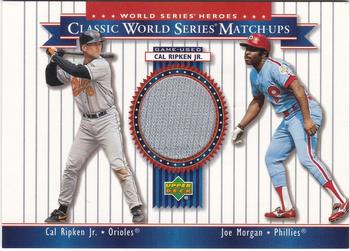 2002 Upper Deck World Series Heroes - Classic World Series Match-Ups Memorabilia #MU83 Cal Ripken Jr. / Joe Morgan Front