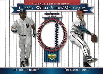 2002 Upper Deck World Series Heroes - Classic World Series Match-Ups Memorabilia #MU96a Tim Raines / Tom Glavine Front