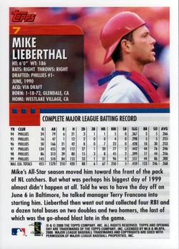 2000 Topps Opening Day #7 Mike Lieberthal Back