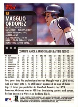 2000 Topps Opening Day #8 Magglio Ordonez Back