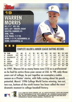 2000 Topps Opening Day #19 Warren Morris Back