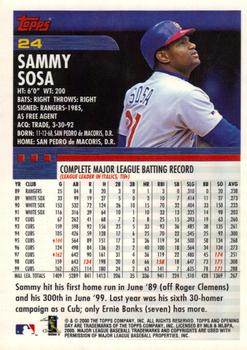 2000 Topps Opening Day #24 Sammy Sosa Back