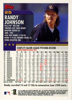 2000 Topps Opening Day #25 Randy Johnson Back