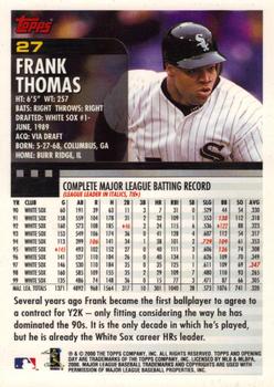 2000 Topps Opening Day #27 Frank Thomas Back