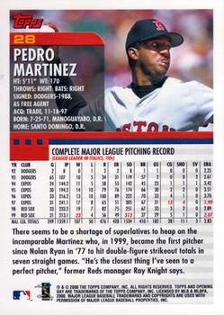 2000 Topps Opening Day #28 Pedro Martinez Back