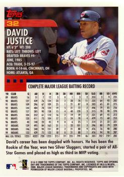 2000 Topps Opening Day #32 David Justice Back