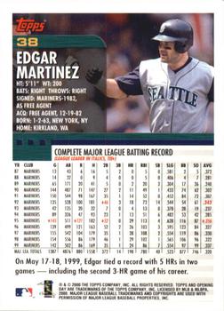 2000 Topps Opening Day #38 Edgar Martinez Back