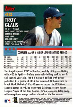 2000 Topps Opening Day #40 Troy Glaus Back