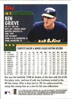 2000 Topps Opening Day #41 Ben Grieve Back