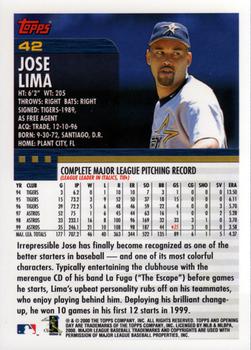 2000 Topps Opening Day #42 Jose Lima Back