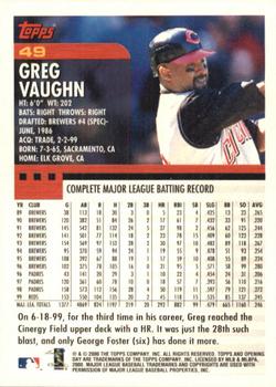 2000 Topps Opening Day #49 Greg Vaughn Back