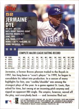 2000 Topps Opening Day #52 Jermaine Dye Back