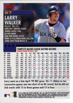 2000 Topps Opening Day #67 Larry Walker Back