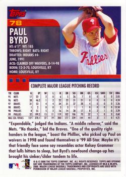 2000 Topps Opening Day #78 Paul Byrd Back