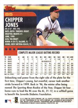 2000 Topps Opening Day #85 Chipper Jones Back
