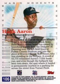 2000 Topps Opening Day #106 Hank Aaron Back