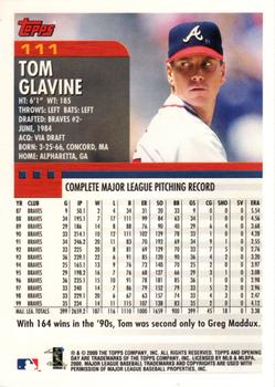 2000 Topps Opening Day #111 Tom Glavine Back
